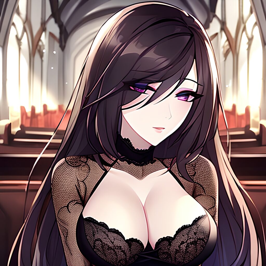 church messy hair woman long hair brunette fishnet 