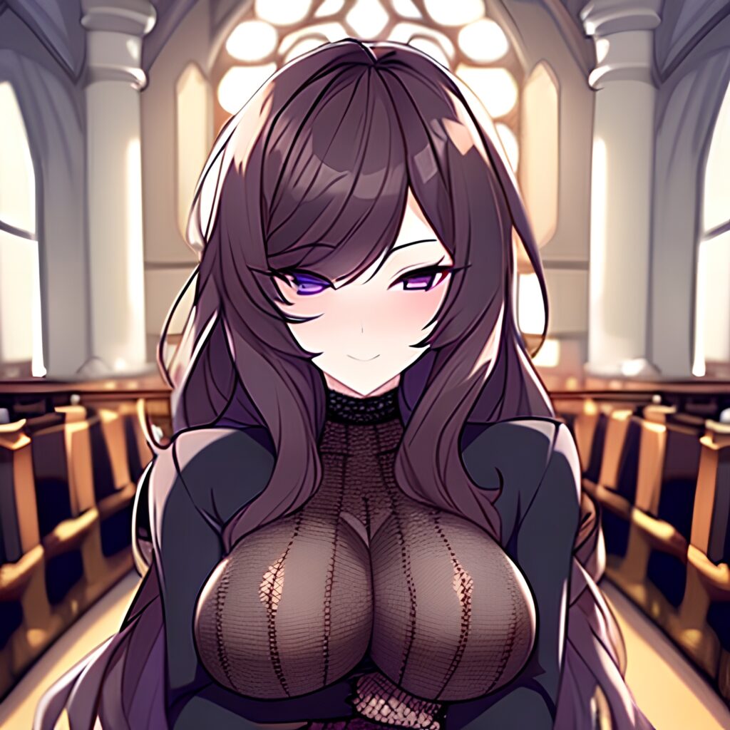 church messy hair woman long hair fishnet brunette 