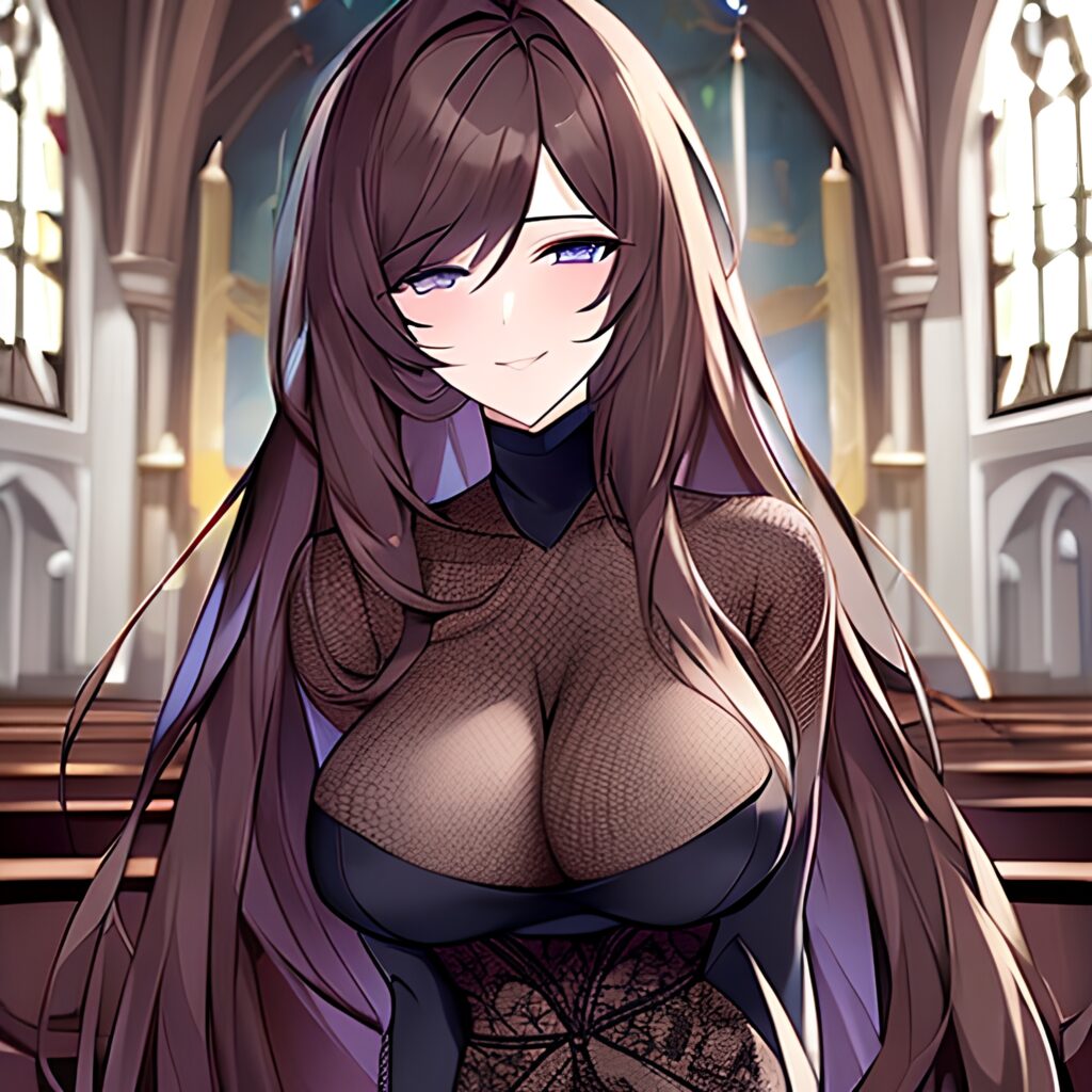 church messy hair woman long hair fishnet brunette 