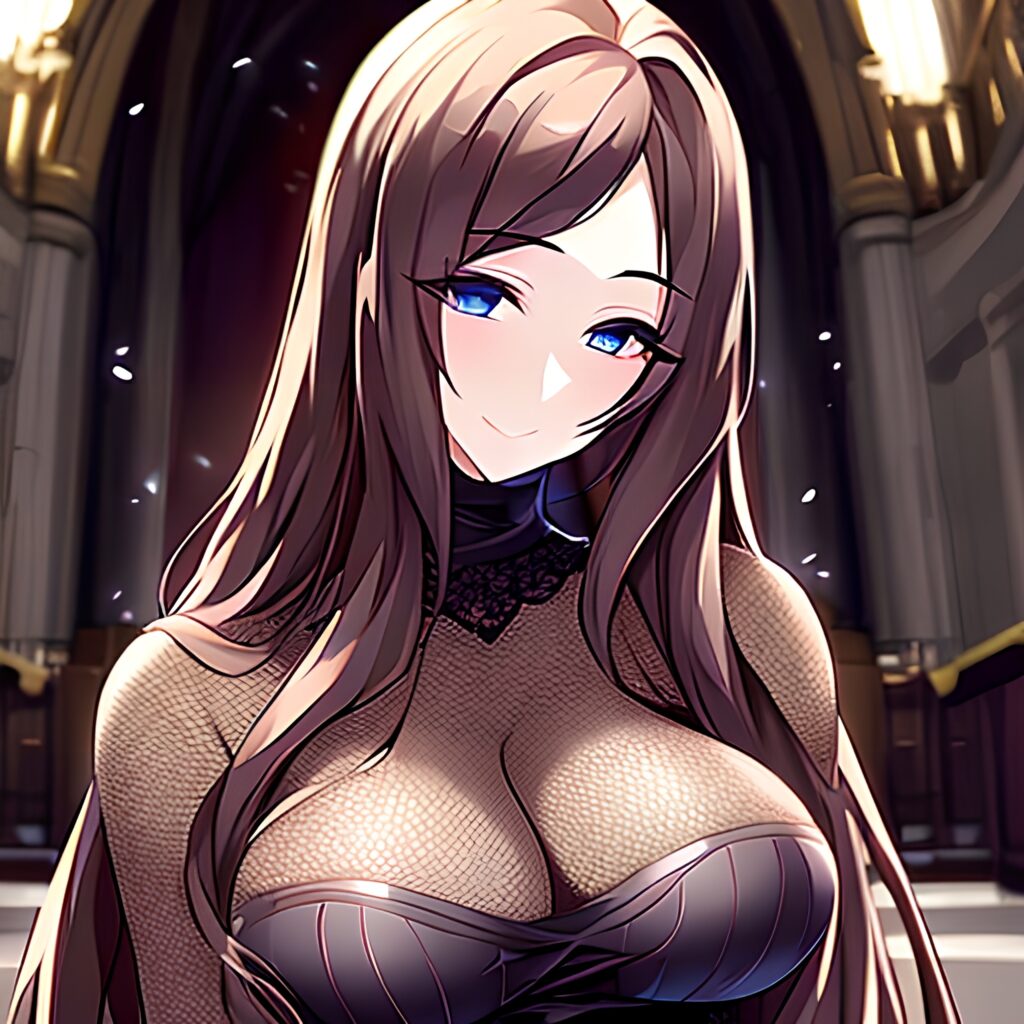 church woman long hair brunette fishnet messy hair