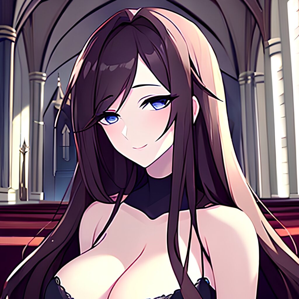church woman messy hair long hair brunette fishnet 