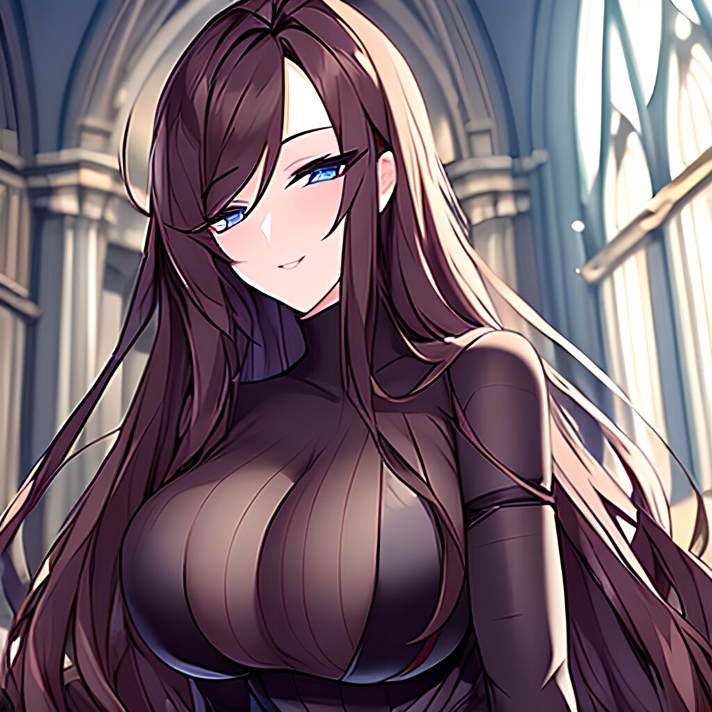 church woman messy hair long hair brunette fishnet 