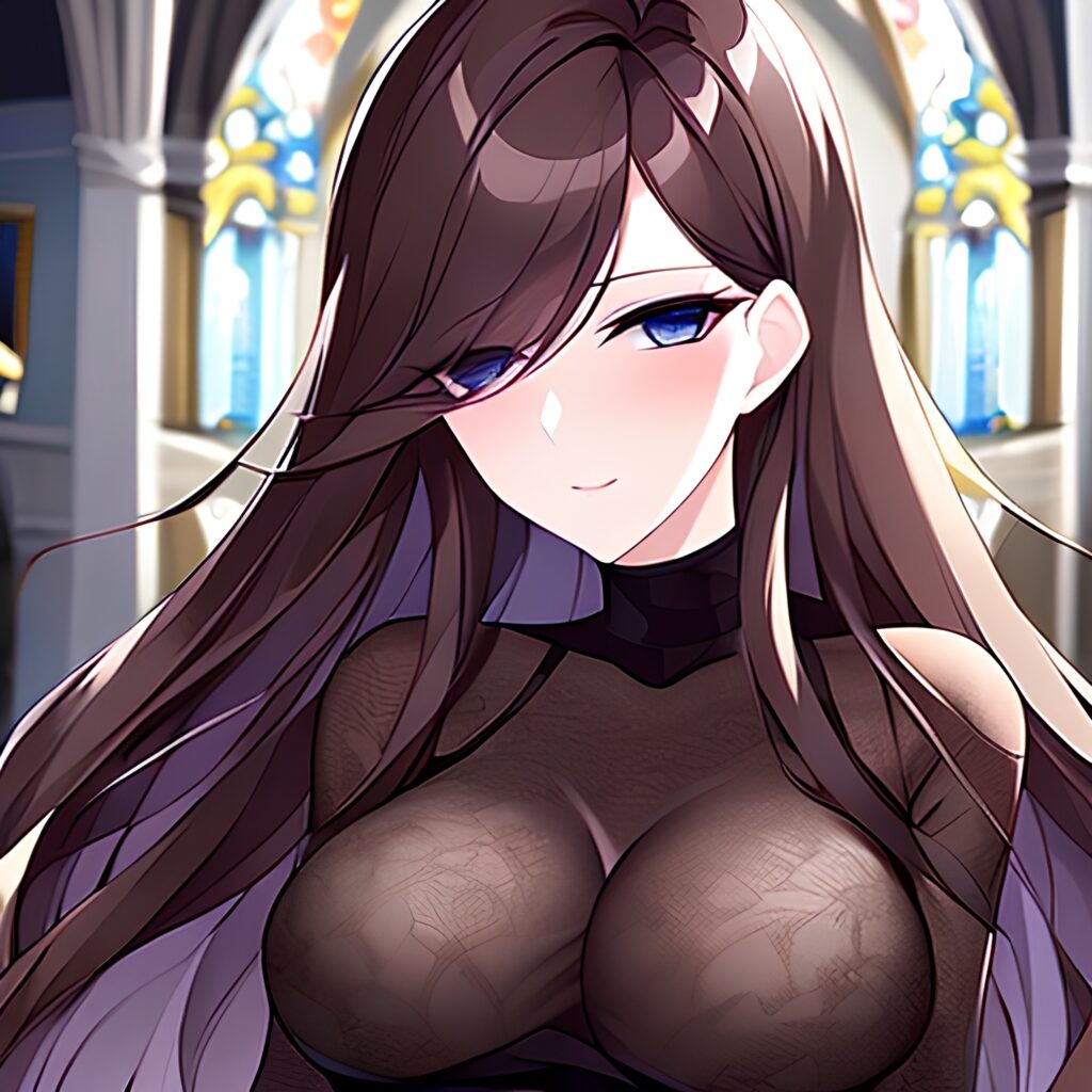 church woman messy hair long hair fishnet brunette