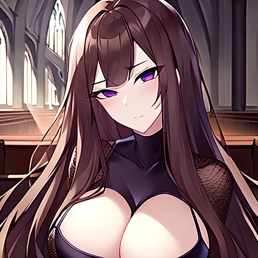 fishnet brunette church long hair messy hair woman