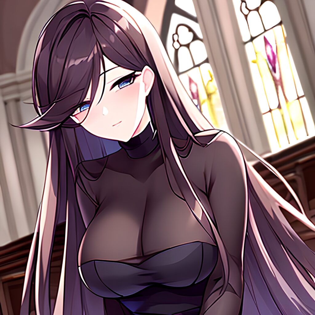 fishnet brunette church long hair messy hair woman