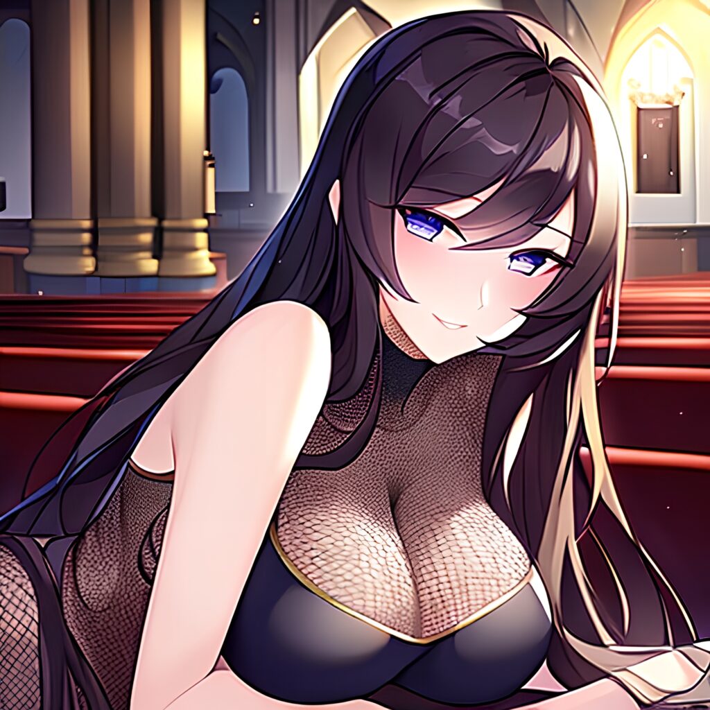 fishnet brunette church messy hair woman long hair 