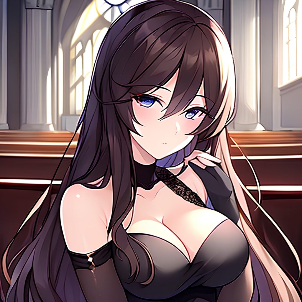 fishnet brunette church messy hair woman long hair 