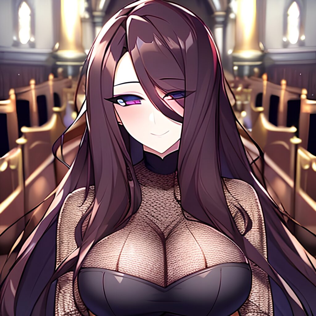 fishnet brunette church messy hair woman long hair