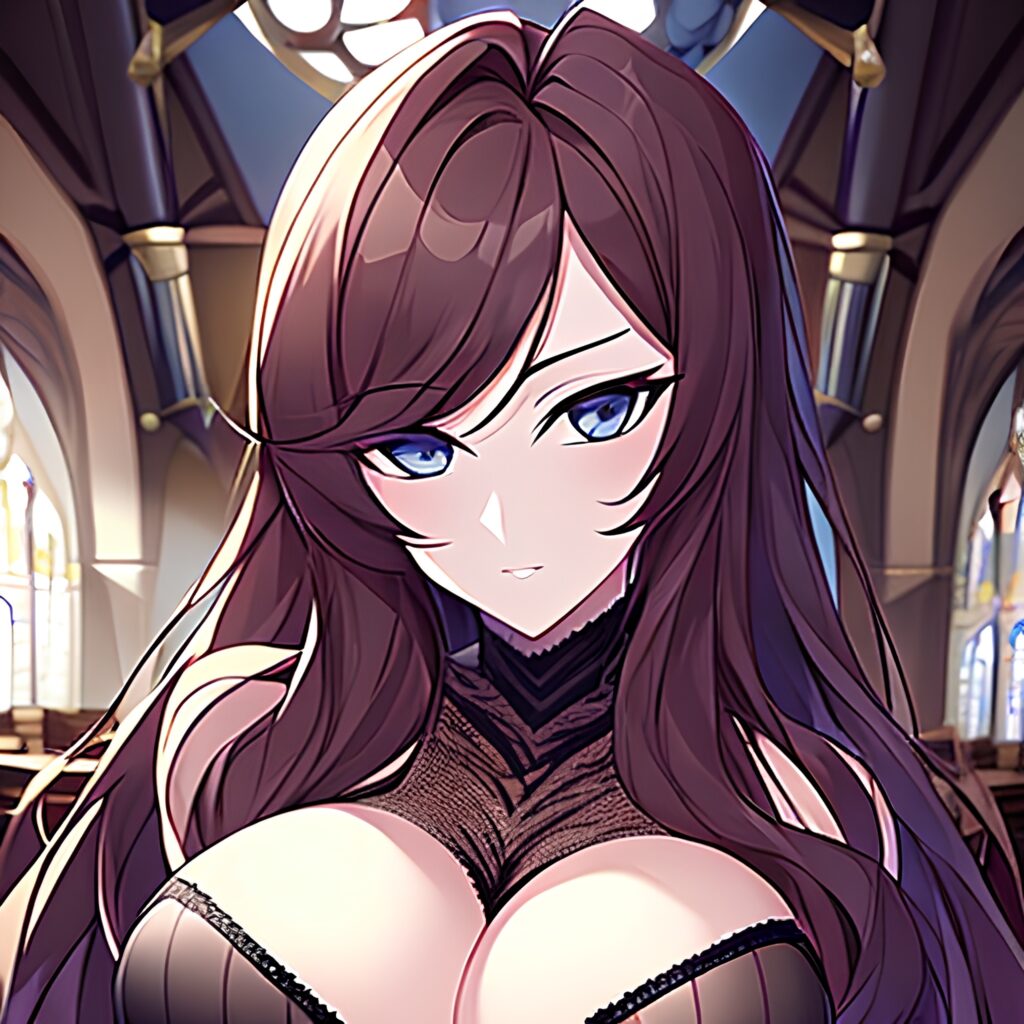 fishnet brunette church messy hair woman long hair 