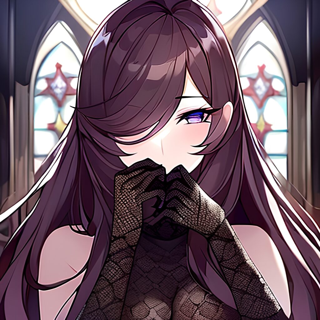 fishnet brunette church messy hair woman long hair