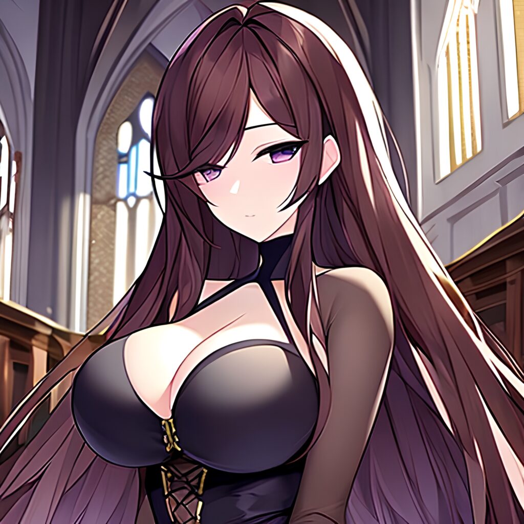 fishnet brunette long hair messy hair church woman
