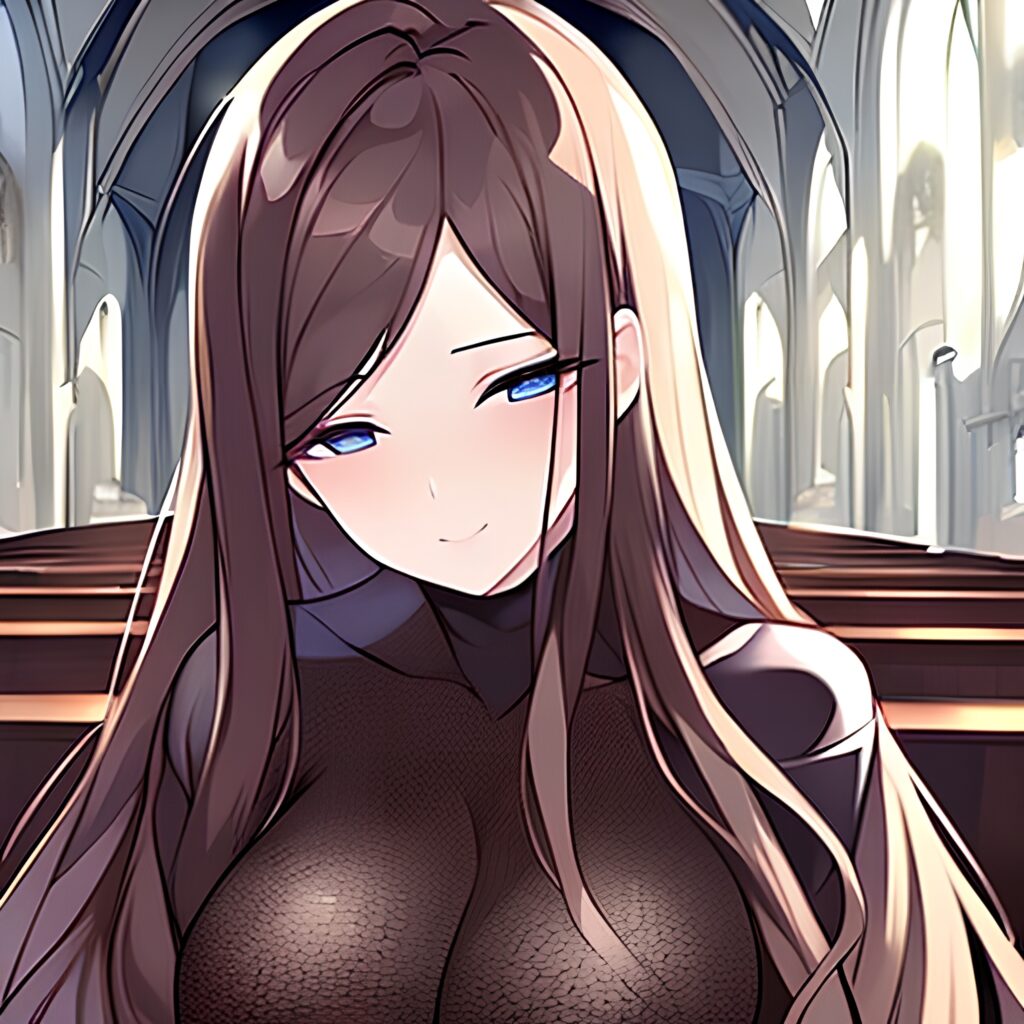 fishnet brunette long hair woman messy hair church