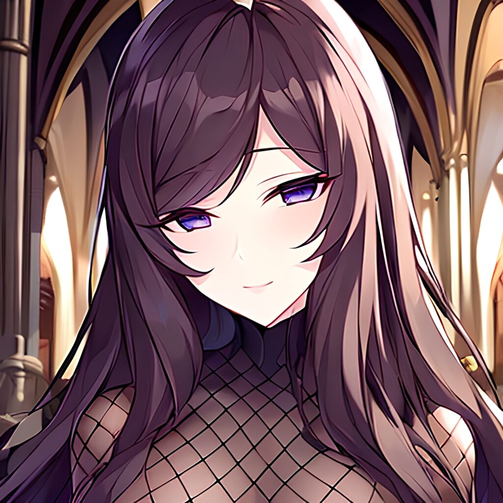 fishnet brunette messy hair woman church long hair