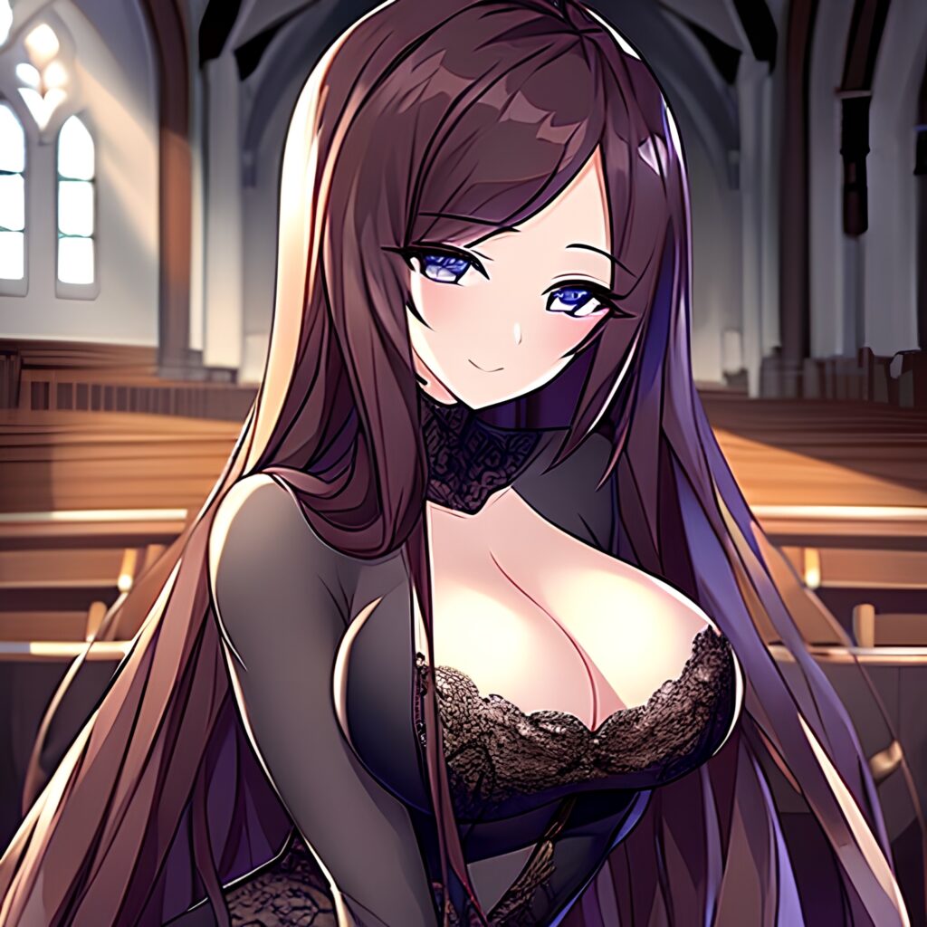 fishnet brunette messy hair woman long hair church