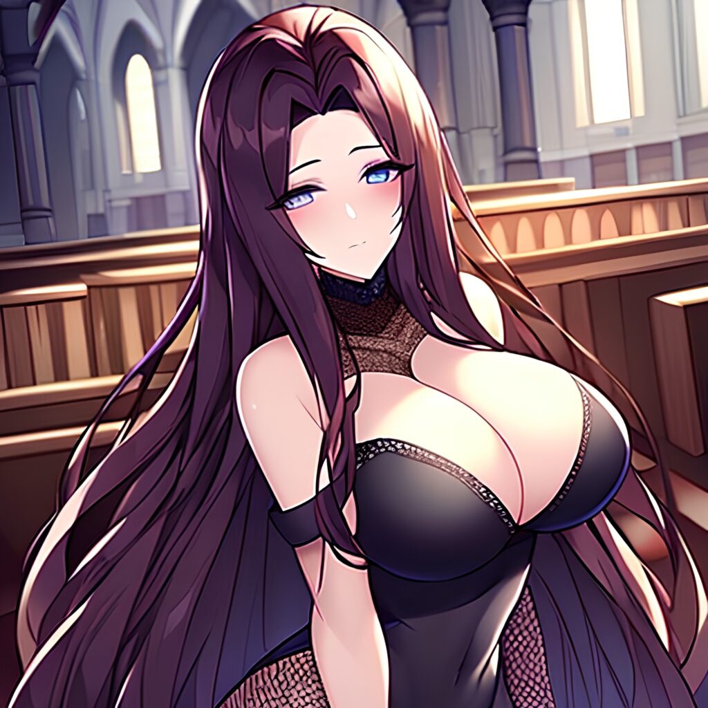 fishnet brunette messy hair woman long hair church