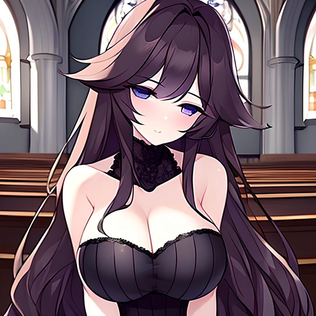 fishnet church brunette long hair woman messy hair