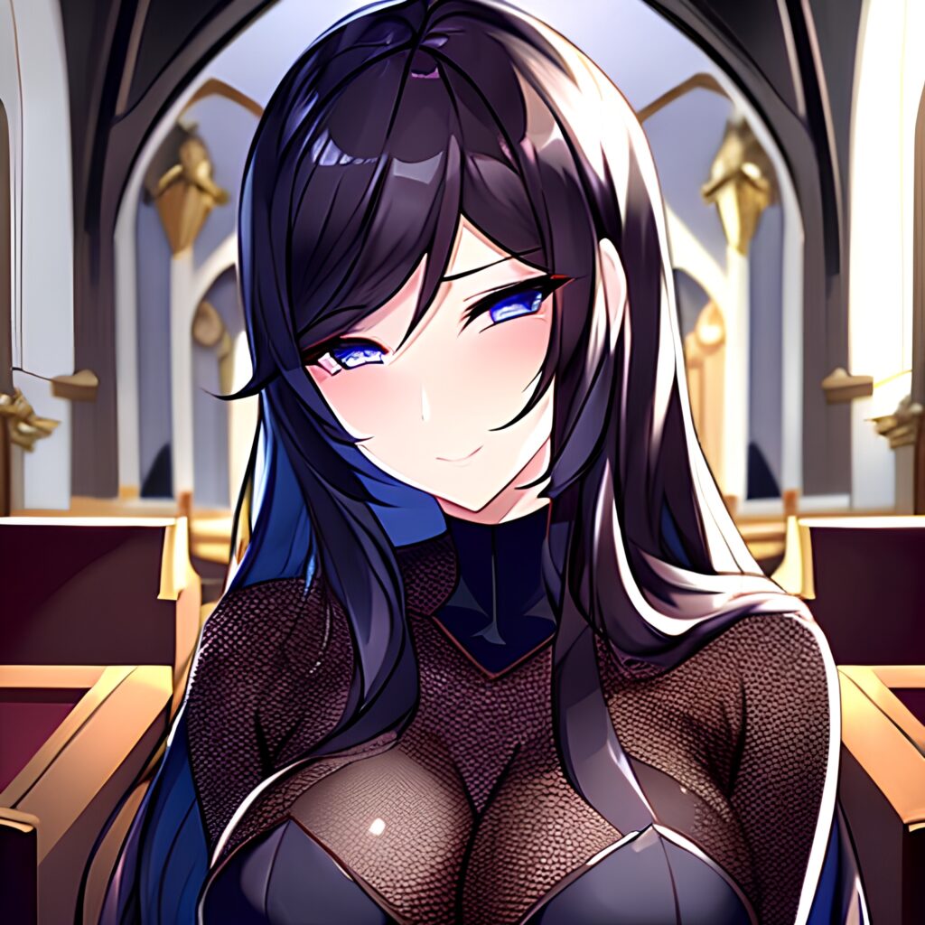 fishnet church brunette messy hair long hair woman