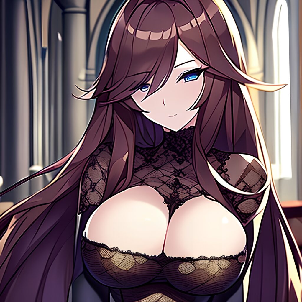 fishnet church brunette messy hair woman long hair