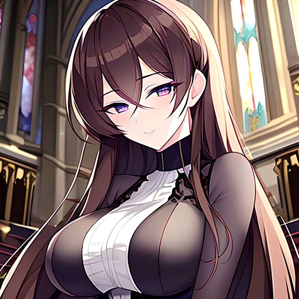 fishnet church brunette woman messy hair long hair 