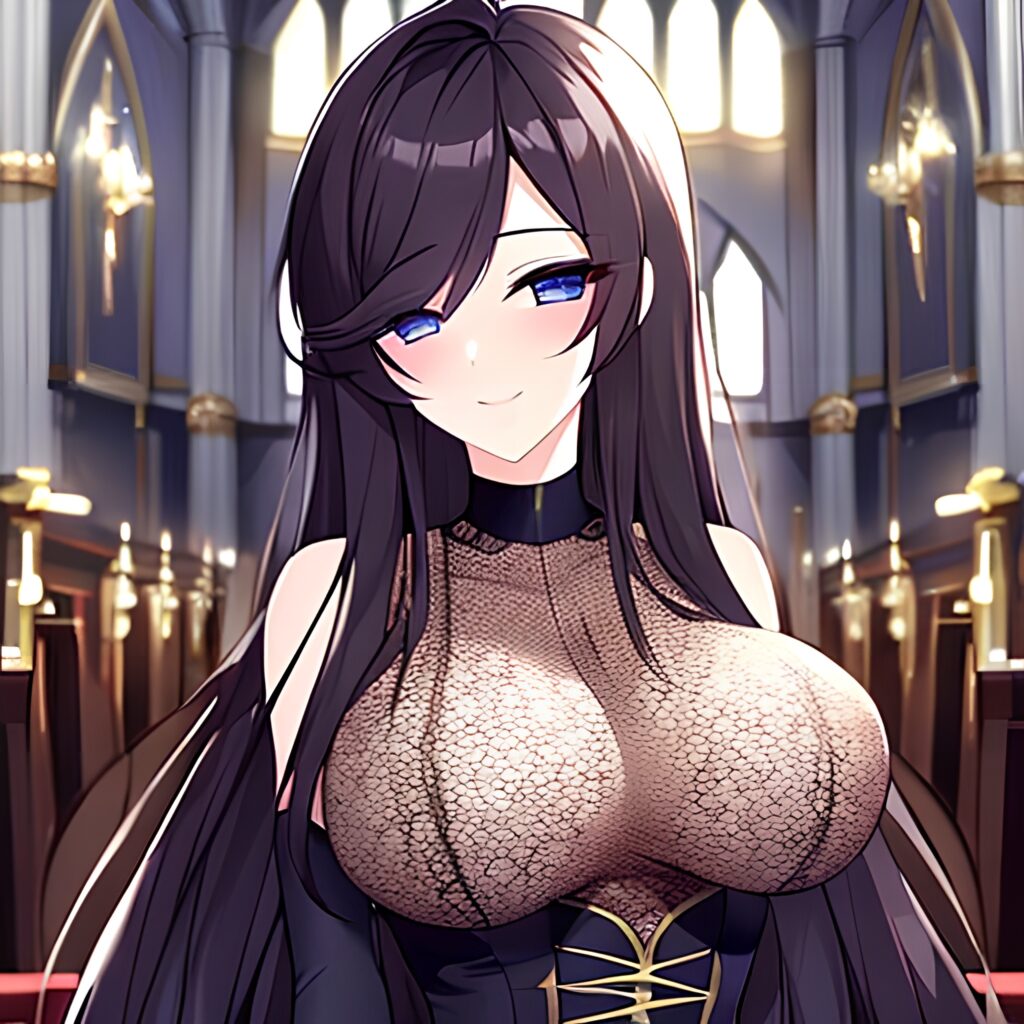 fishnet church brunette woman messy hair long hair