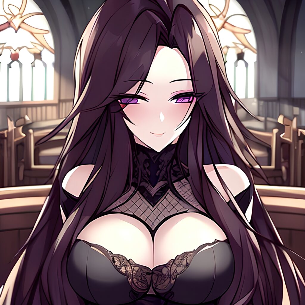 fishnet church long hair messy hair woman brunette