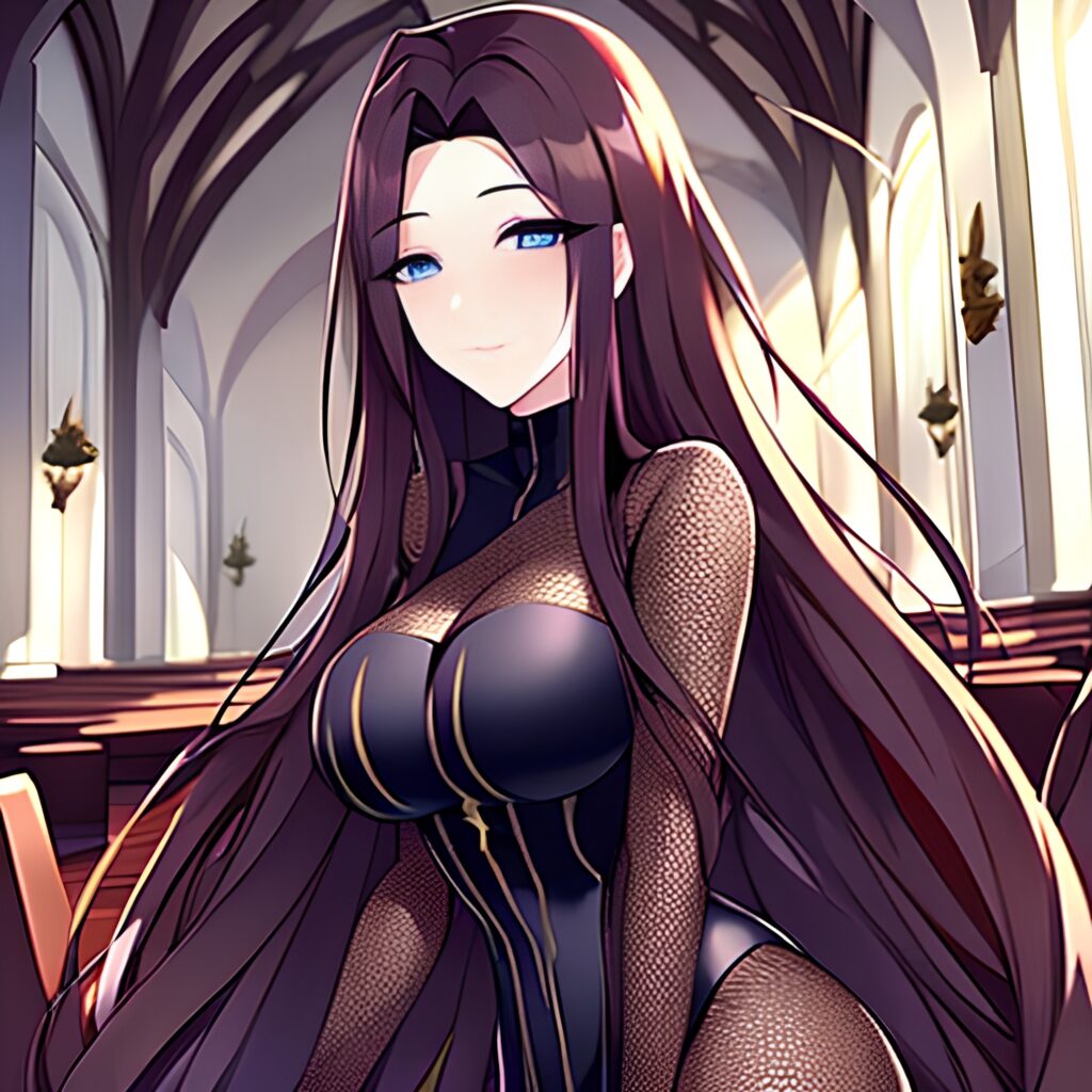 fishnet church long hair messy hair woman brunette