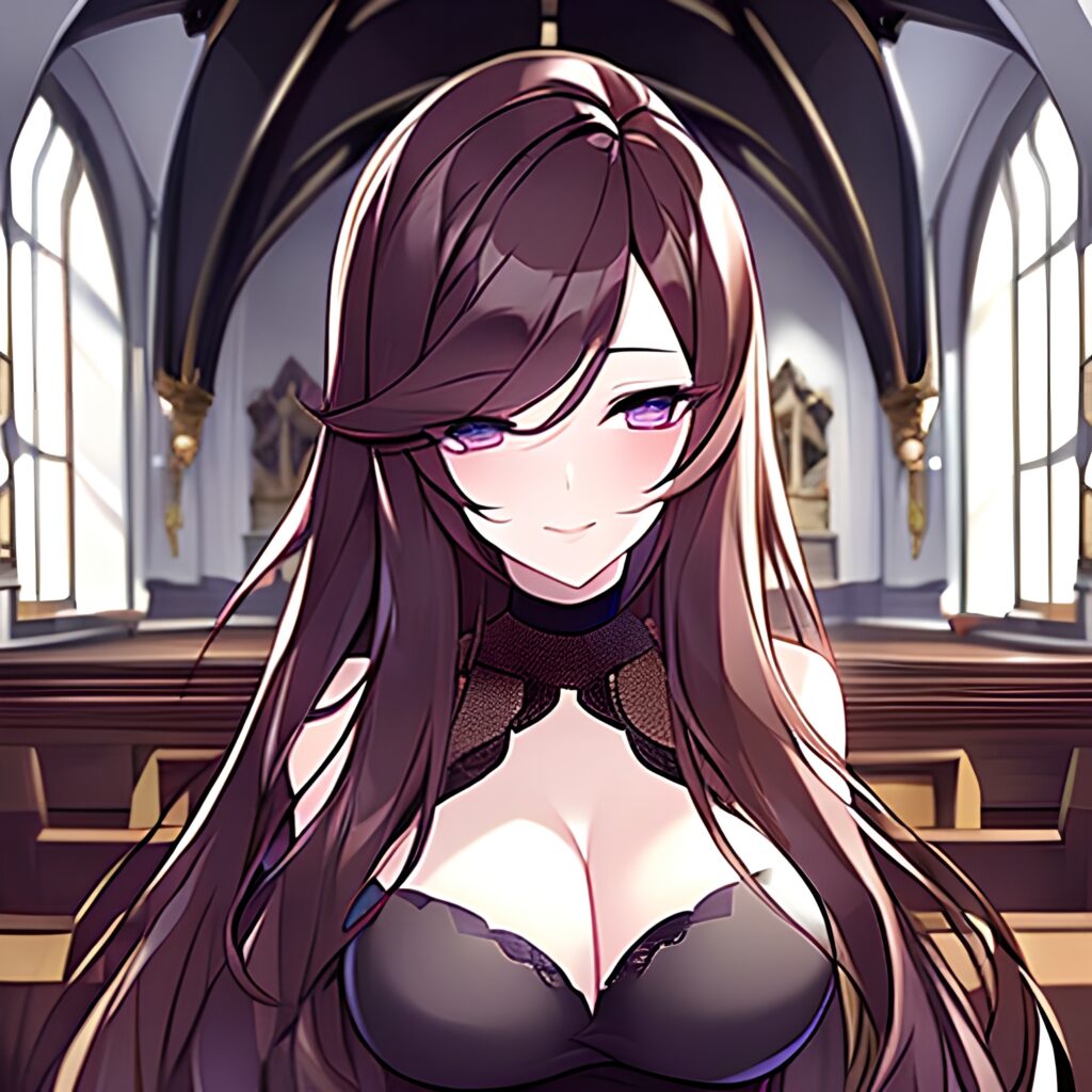 fishnet church long hair messy hair woman brunette