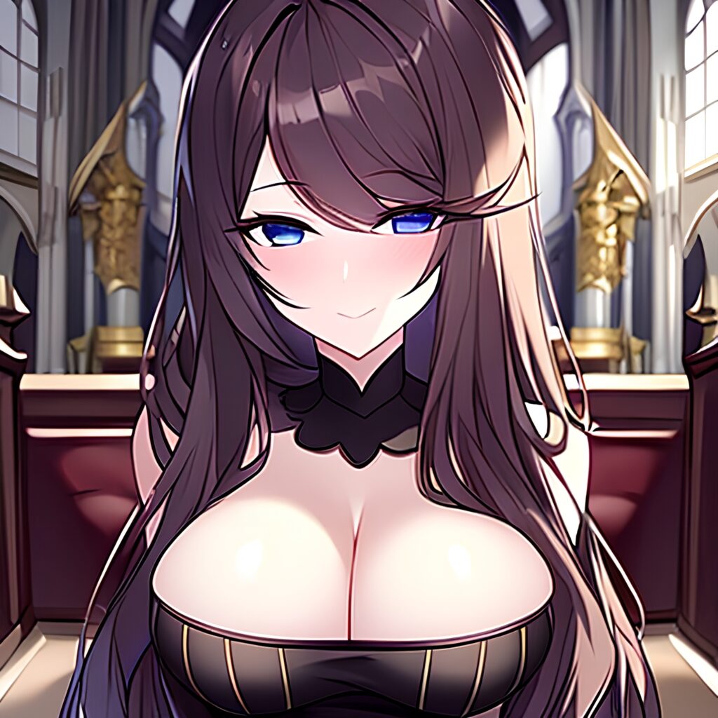 fishnet church long hair woman brunette messy hair 