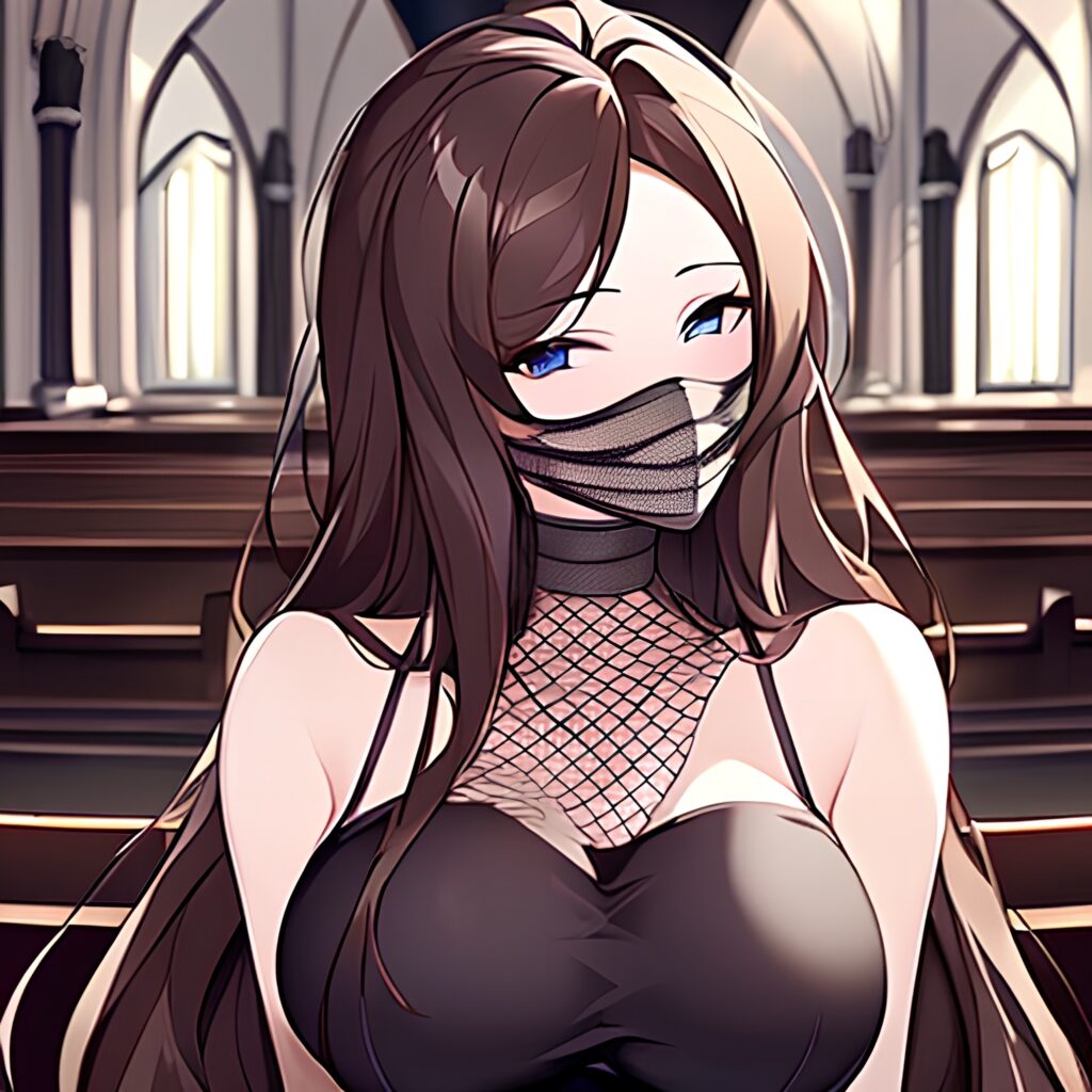 fishnet church long hair woman messy hair brunette