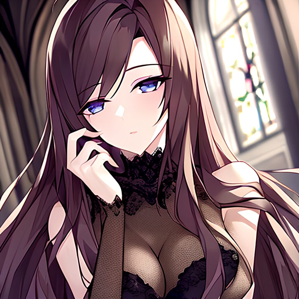 fishnet church messy hair brunette long hair woman