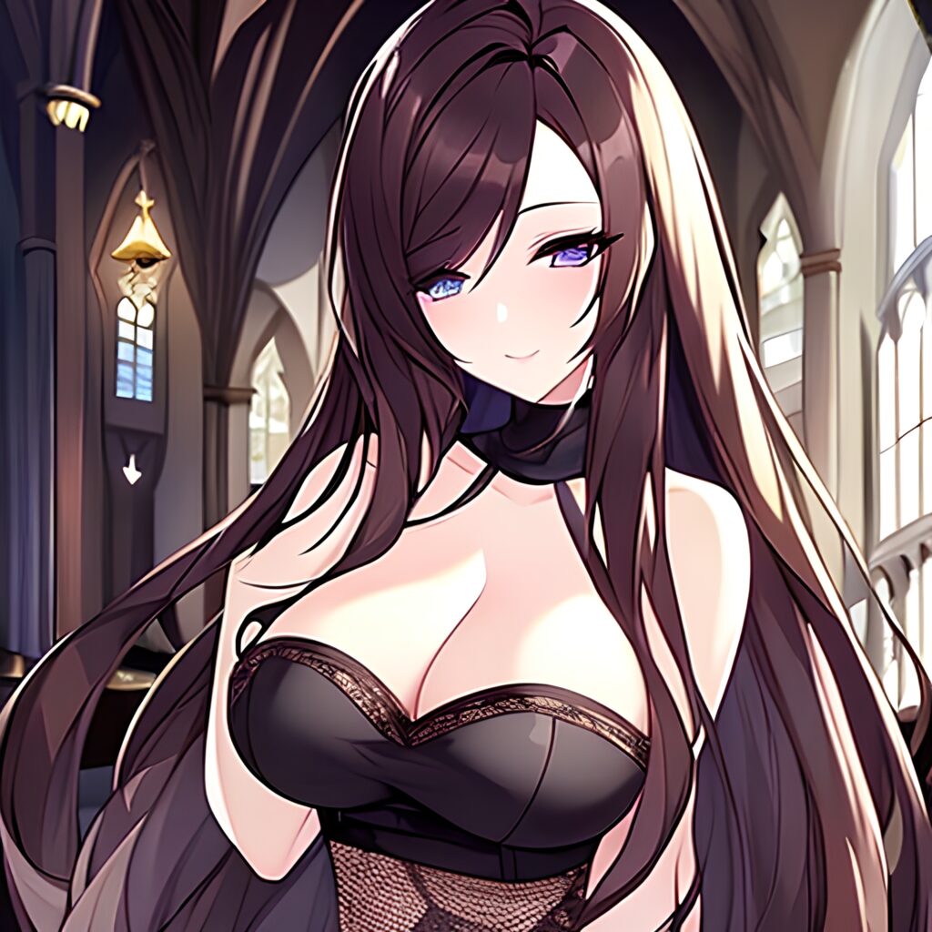 fishnet church messy hair brunette long hair woman