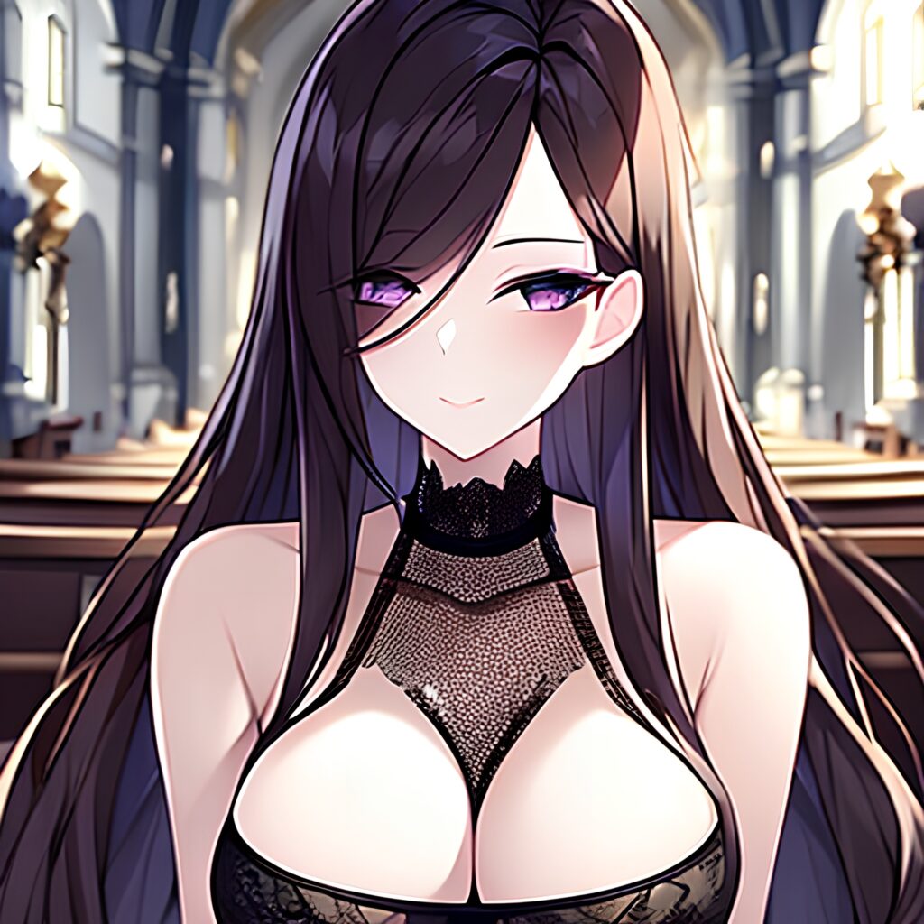 fishnet church messy hair brunette woman long hair