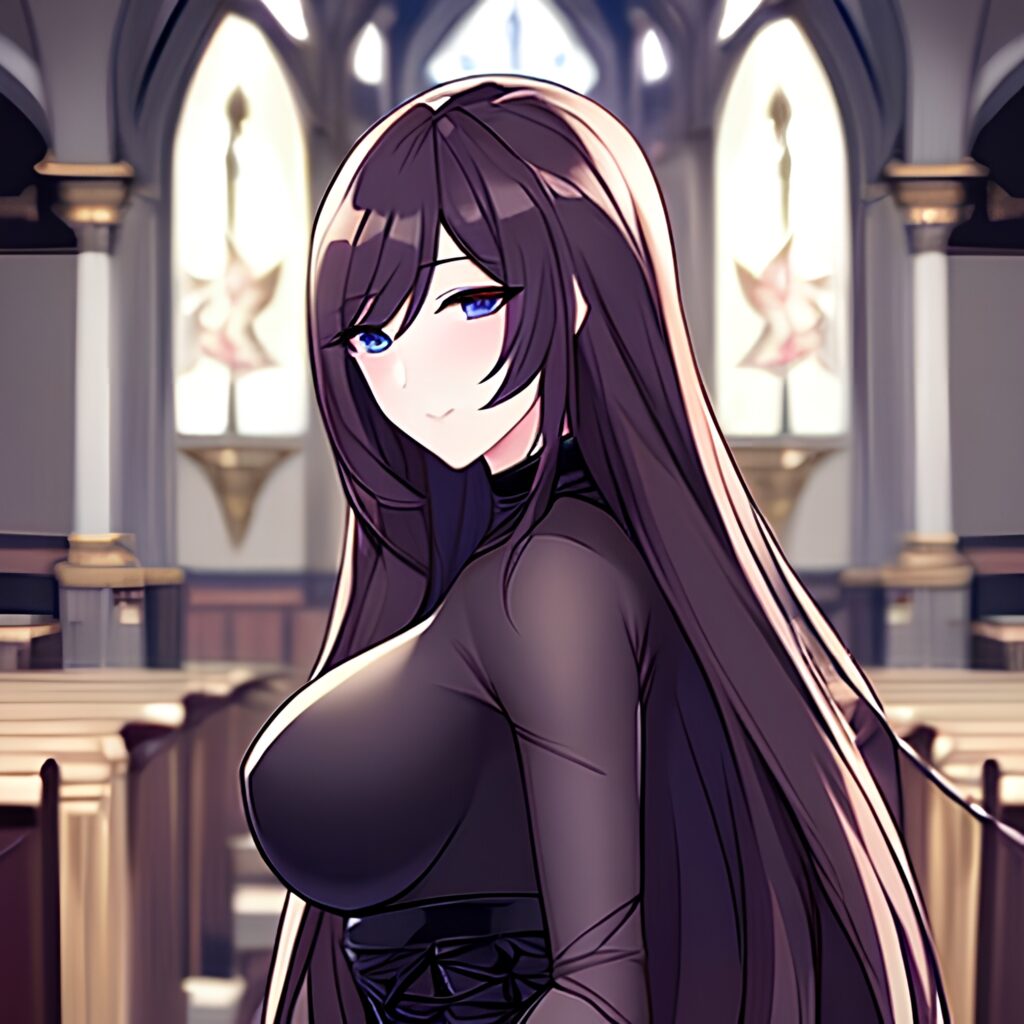 fishnet church messy hair brunette woman long hair