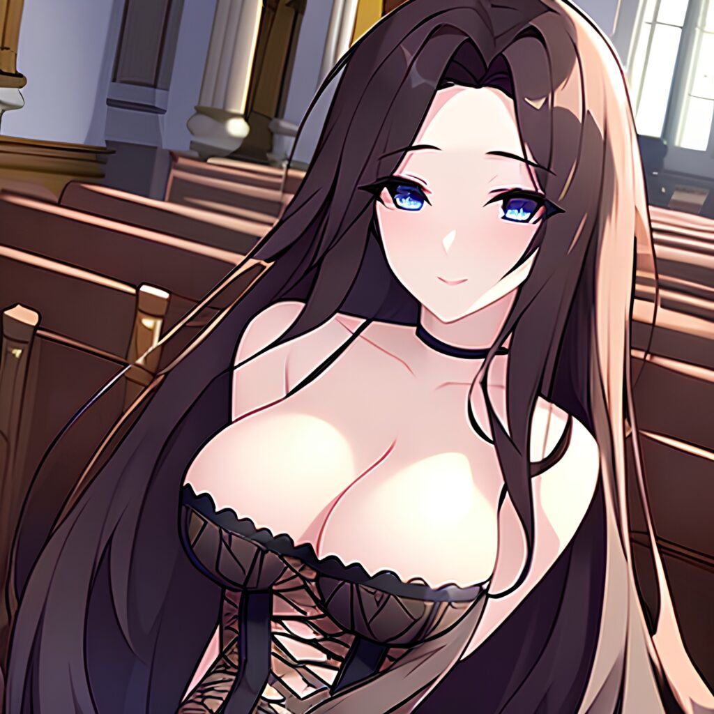 fishnet church messy hair long hair woman brunette