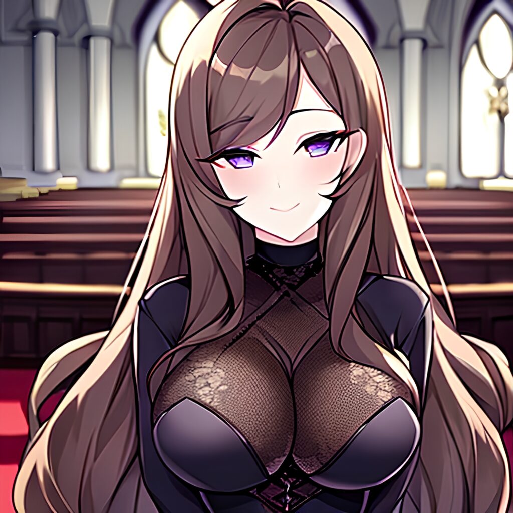 fishnet church messy hair woman brunette long hair