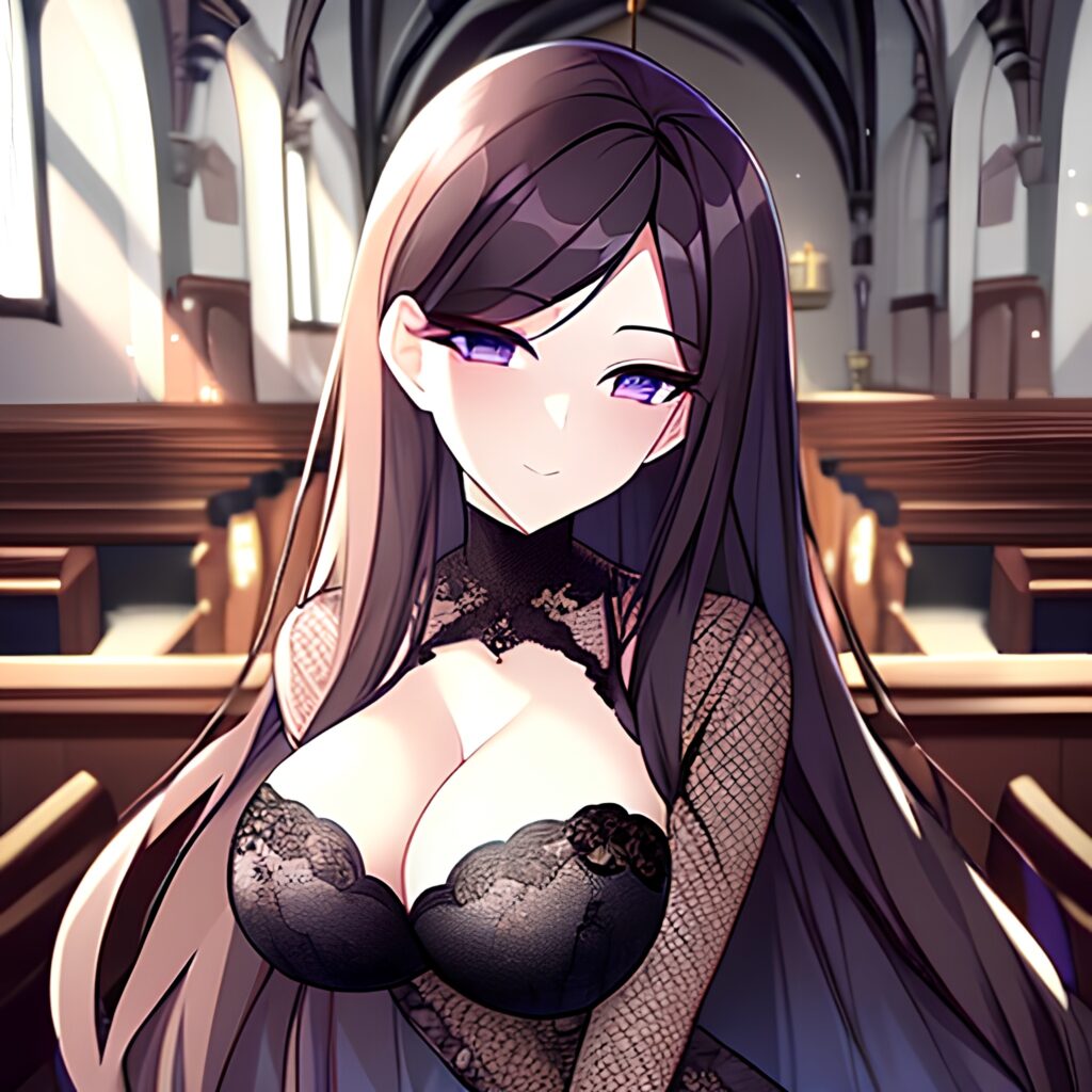 fishnet church messy hair woman brunette long hair