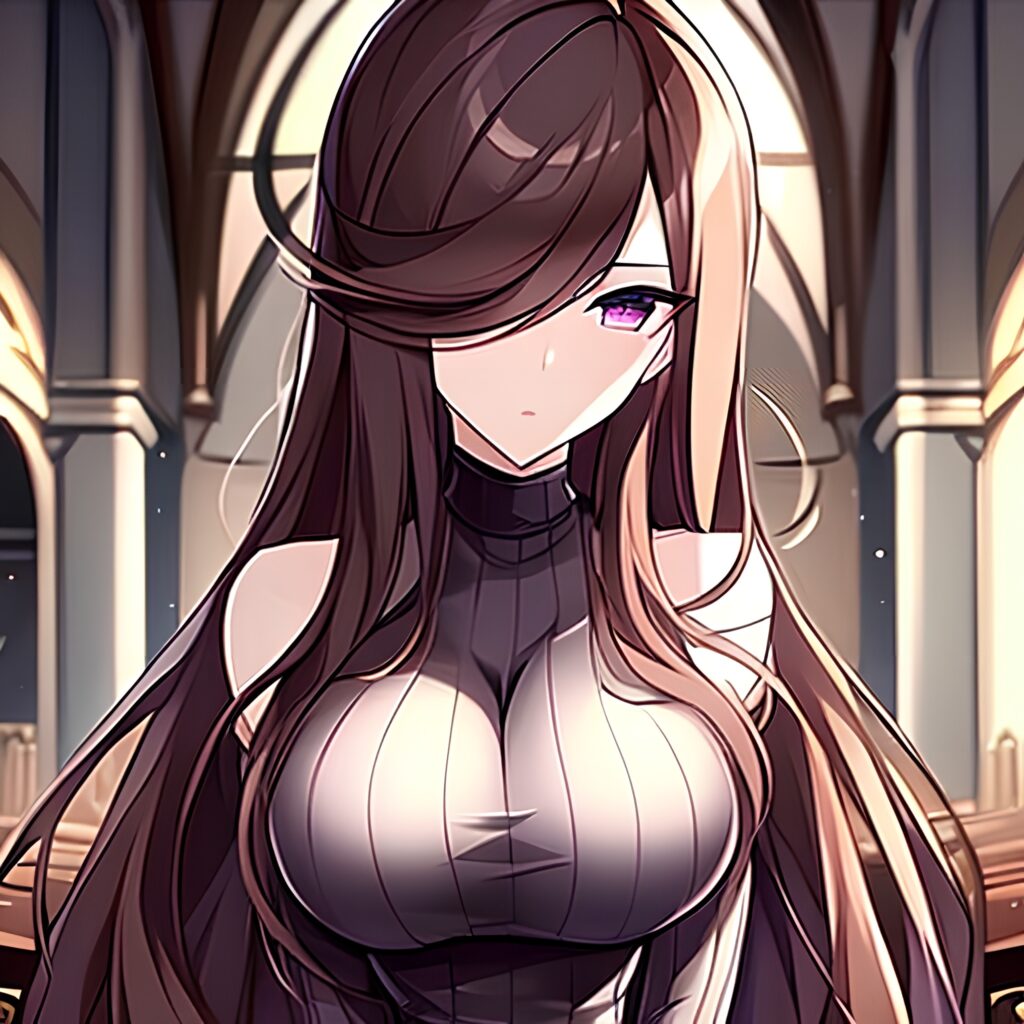 fishnet long hair brunette church messy hair woman 