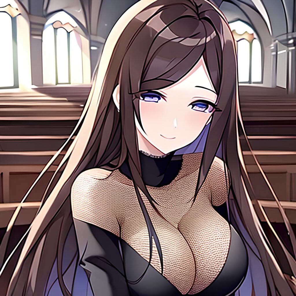 fishnet long hair church brunette messy hair woman