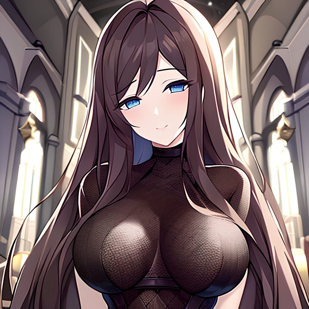 fishnet long hair church messy hair brunette woman