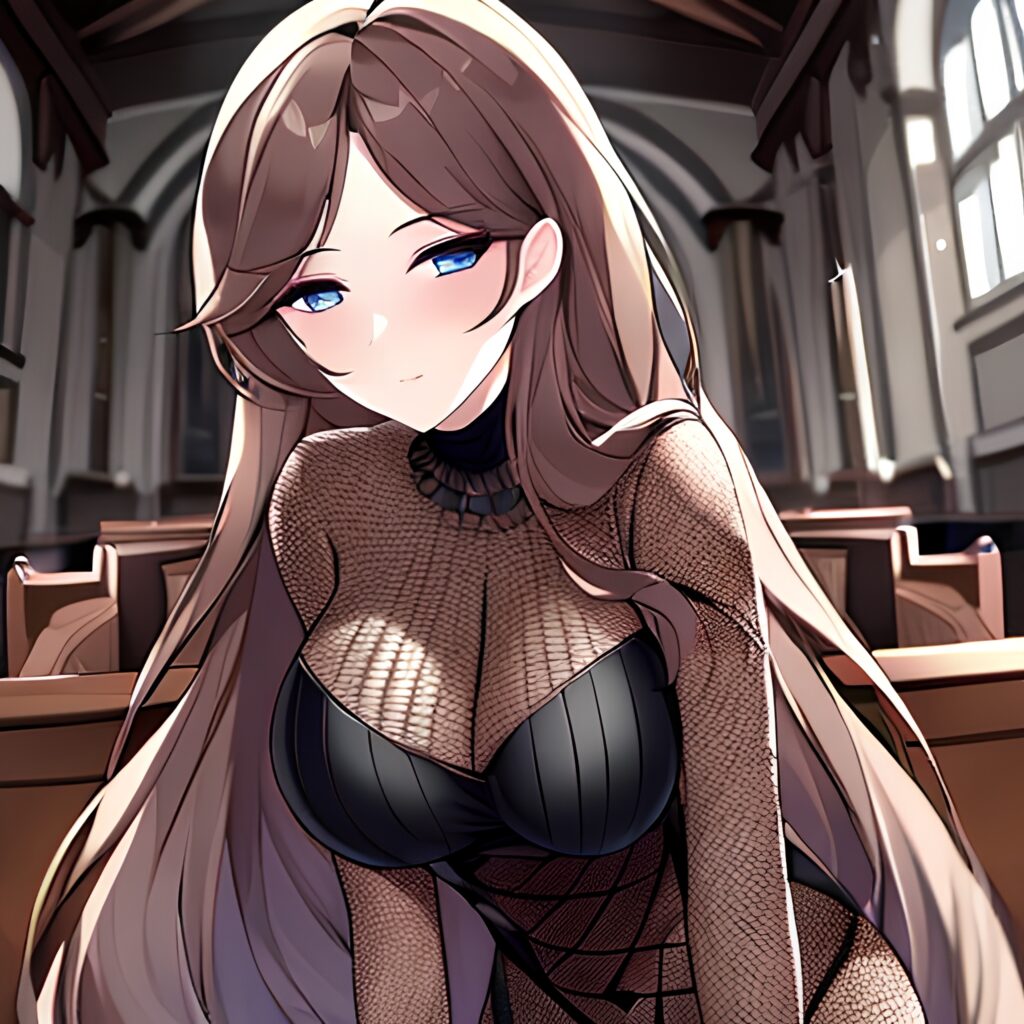 fishnet long hair church messy hair woman brunette