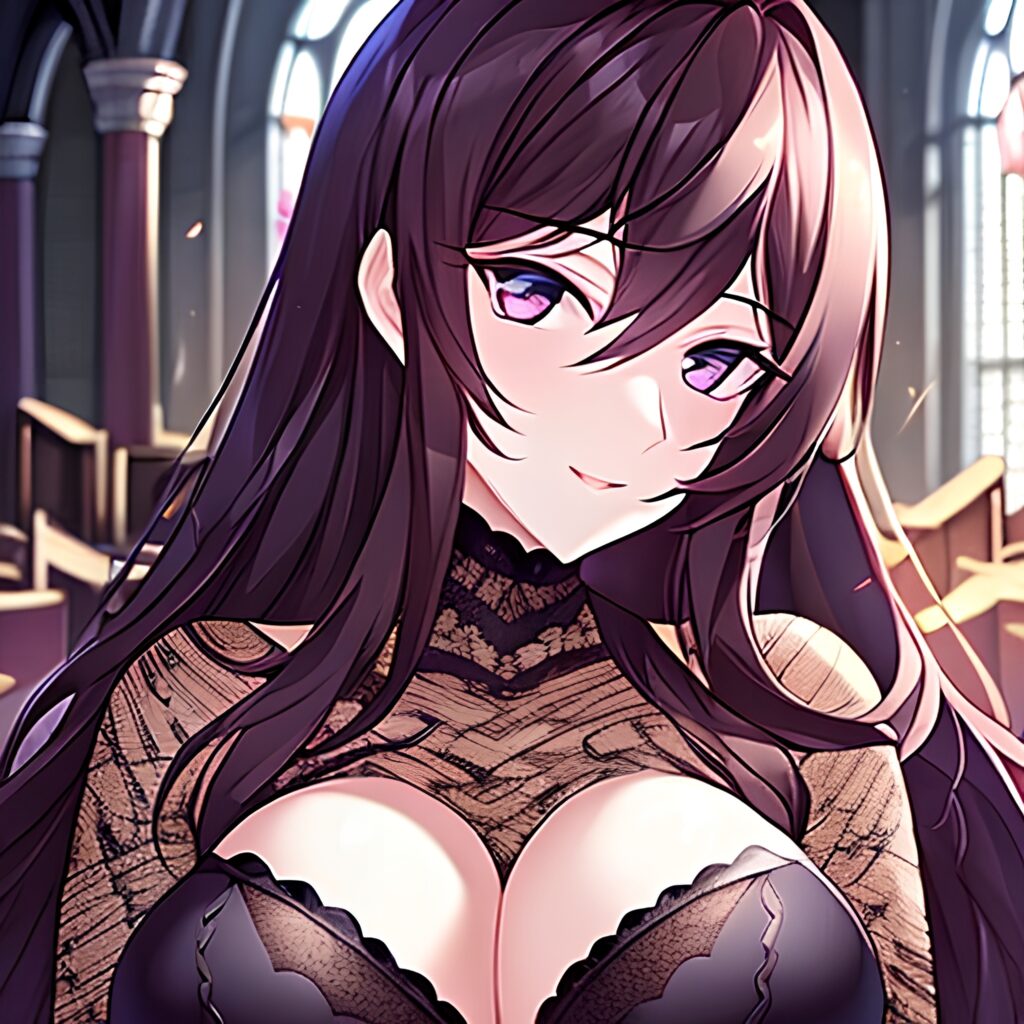 fishnet long hair church messy hair woman brunette