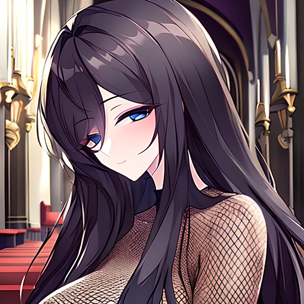 fishnet long hair messy hair brunette woman church