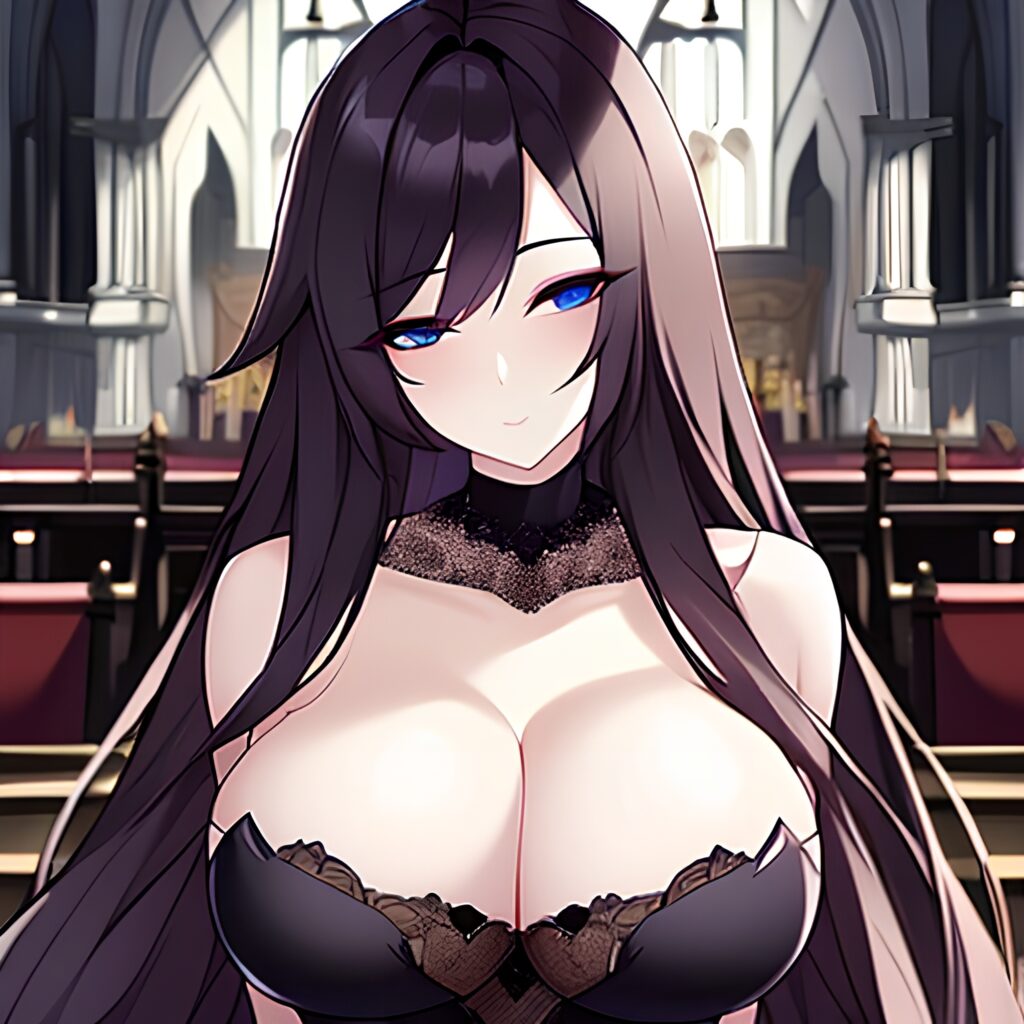 fishnet long hair messy hair church woman brunette