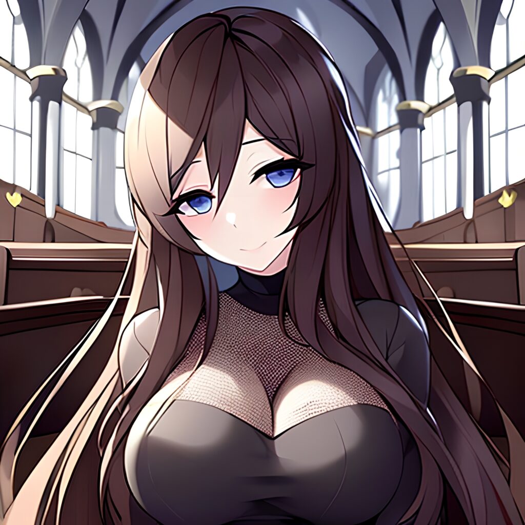 fishnet long hair messy hair woman brunette church