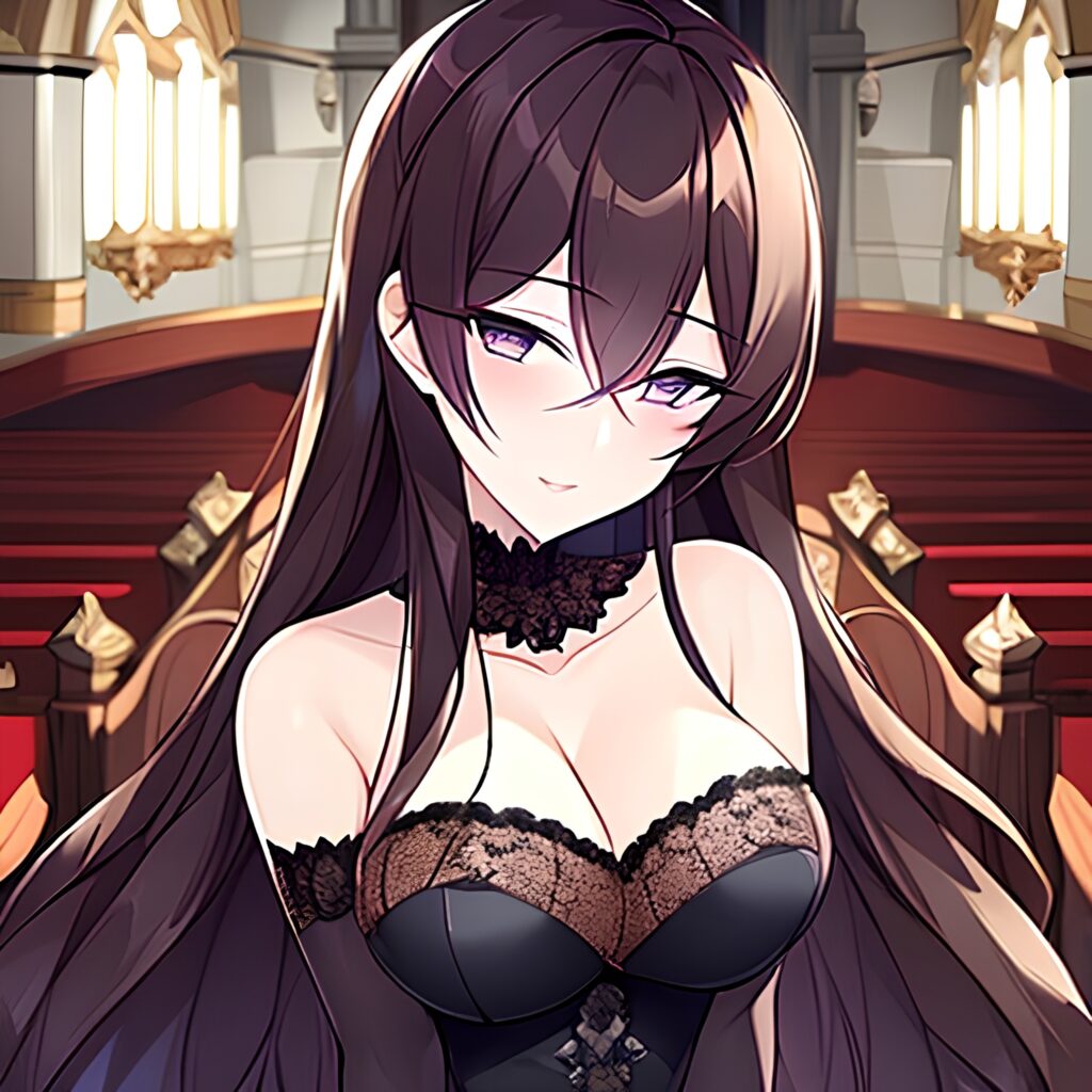 fishnet long hair woman brunette church messy hair 