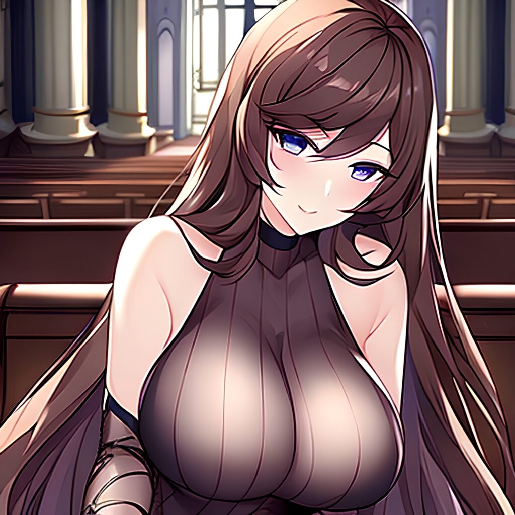 fishnet long hair woman messy hair brunette church