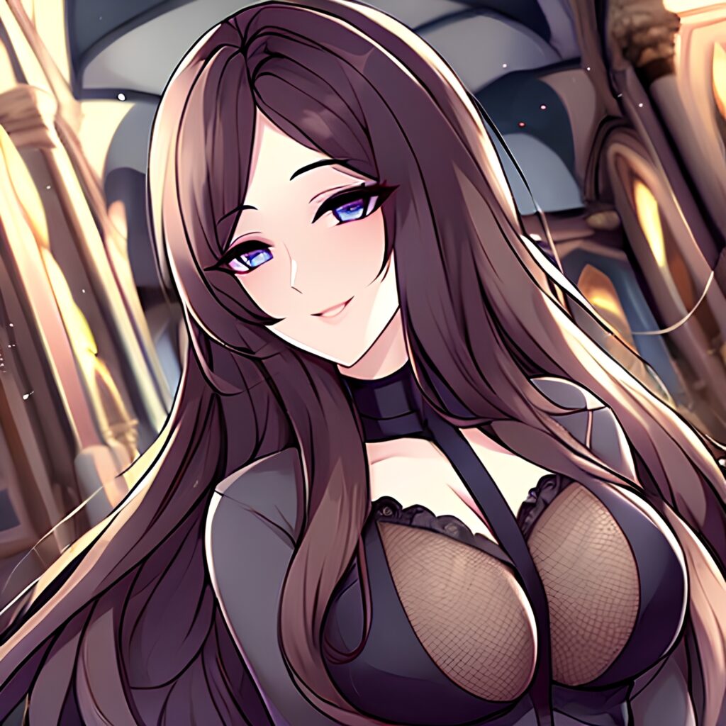 fishnet messy hair brunette church woman long hair