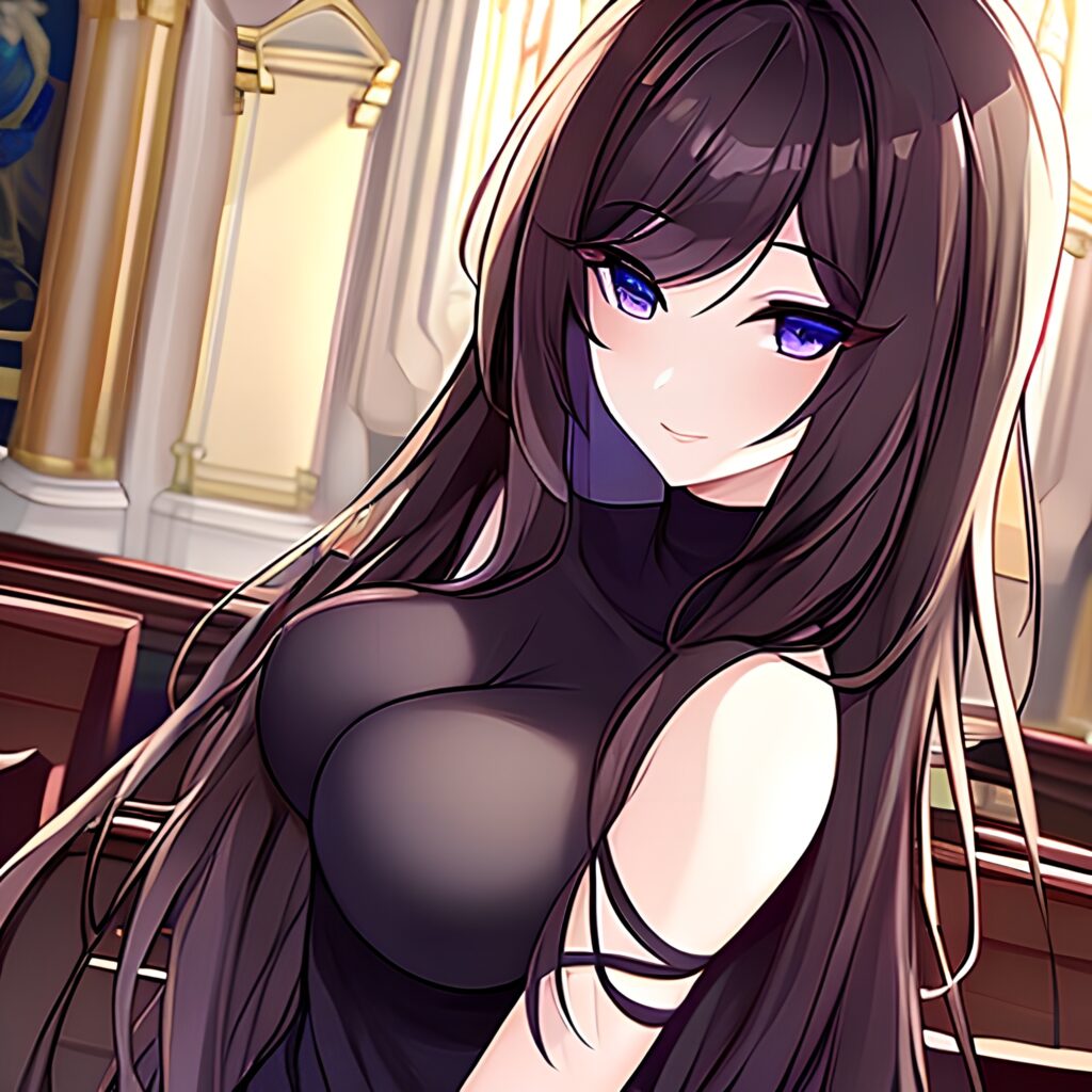 fishnet messy hair brunette church woman long hair