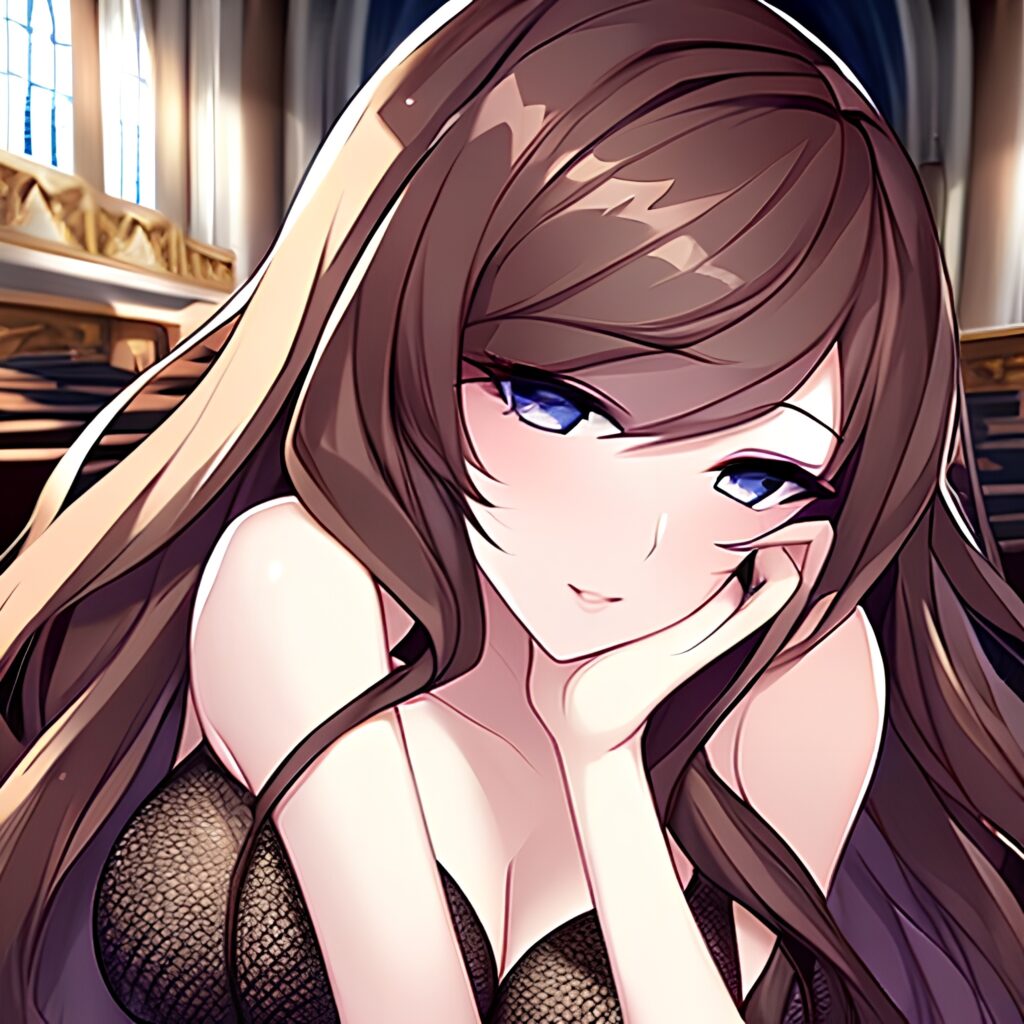 fishnet messy hair brunette church woman long hair 