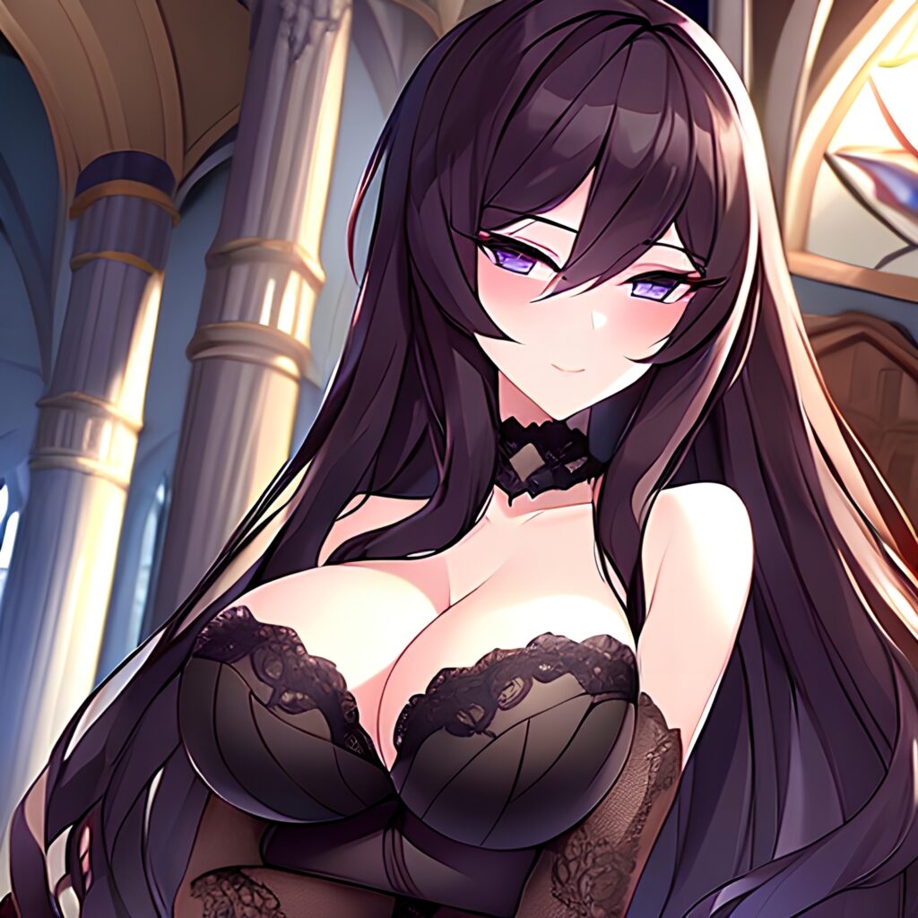 fishnet messy hair brunette woman church long hair